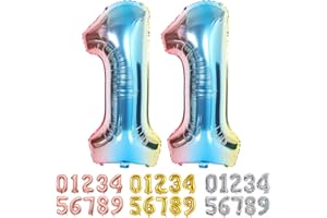 Ponmoo Foil Globo Número 11 Azul, Gigante Numeros 0 1 2 3 4 5 6 7 8 9 10-19 20-29 30 40 50 60 70 80 90 100, Grande Globos para La Boda Aniversario y Cumpleaños Fiesta Decoración