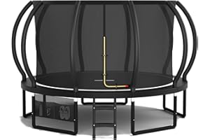 Devoko Cama Elástica Exterior para Niños Ø 228/305/366/427 cm, Trampolín Exterior de Jardín Calabaza Certificado GS con Red Seguridad, Escalera, Capacidad 150 kg