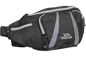 Trespass Dax, Black, saszetka biodrowa 2,5 litra z regulowanym paskiem biodrowym, 3 przegródkami i wewnętrznym organizerem, czarna