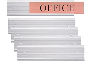 SINYUDUN Aluminium-Namensschild-Halter für Wand oder Tür, Wandmontage, Büro-Türschild-Halter mit doppelseitigem Klebeband, für Geschäftsabteilung, Konferenzraum, Raumnummer (Silber, 5,1 x 20,3 cm), 5 Stück