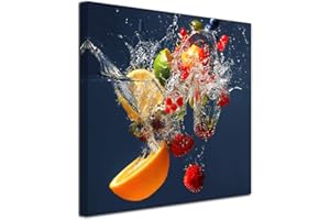 DECLINA Tableau Cadre carré de Fruits - Impression sur Toile décoration Murale - Déco Maison, Cuisine, Salon, Chambre Adulte - Multicouleur 50x50 cm