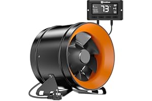 Hon&Guan EC Ventilateur d'Extracteur 200mm Réglable avec Capteur Humidité Régulateur de Vitesse Prise EU pour Tente de Culture Serre Filtre Grenier Garage Imprimantes 3D