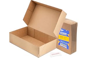 Packaging Hero 12" x 8" x 4" Corrugated Cardboard Mailing Boxes, shipping boxes, gift boxes, e-commerce boxes with free clear round stickers (Pack of 9)