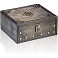Brynnberg Treasure Chest Monk 20 x 18 x 9 cm - Treasure Chest Flat Wood Grey Waxed with Lid Closure Metal Decoration Pirate Chest Storage Box Small