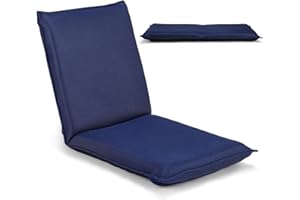 LIFEZEAL Chaise de Sol avec Dossier Réglable en 6 Angles, Siège de Sol Inclinable Rembourrée avec Surface en Maille,Idéal pour Chambre, Salon, Bureau 47 x 54 x 53,5 cm, (Bleu)