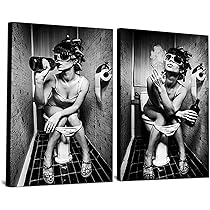 Tableau Toile Déco Salle De Bain 80x110 Cm - Motif Femme Dans La Baignoire, Noir Et Blanc, Style Vintage - Avec Cadre Ou Sans Cadre (à Préciser) - 9