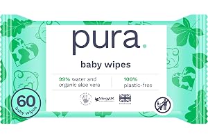Pura Eco Friendly Baby Wipes, 99% Water, 100% Plastic Free, Biodegradable, Compostable, Vegan, Suitable for Sensitive, Eczema