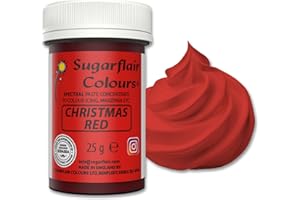 SUGARFLAIR COLOURS Sugarflair Food Colouring Paste Christmas Red, Spectral Highly Concentrated Food Colouring for Buttercream, Sugar Paste, Royal Icing, Cake Decorations and More! Vibrant Colour Food Dye! - 25g