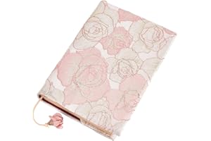 craspire Couverture de Livre A5 Taille 8.3 x 6.3 Pouces Tissu Satiné Doux Fleur Rose Housse de Livre Lavable Marque Page Couverture Rigide Couverture Souple Protecteur de Livre pour Les Amoureux