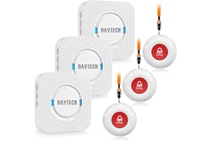 DAYTEE Daytech Notrufknopf-hausnotruf-für Senioren-notfallknopf Funktioniert ​pflegeruf Set Stecker Nach Europäischem Standard Für Senioren Menschen Funkklingel 3 Sender Und 3 Empfänger Range 600ft/150m