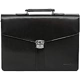 Lombard Bonded Leather Laptop Briefcase - Detachable and Adjustable Shoulder Strap