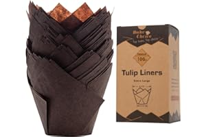 Bake Choice Caissette Muffins Papier Tulipe Grand,100 Pièces,Caissette Muffins Brun,pour Fêtes & Noël
