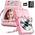 Digital Camera with 32G Card, 1080P Digital Camera Cheap 44MP HD Compact Digital Camera Photo Camera Kids Camera with 2.4" Screen 16X Digital Zoom and 1 Battery for Girls, Boys, Beginner-Pink