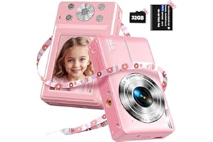 DPFIHRGO Macchina Fotografica Digitale con Scheda 32GB, 1080P Fotocamera Digitale 44MP Macchina Fotografica Compatta con Zoom Digitale 16X e 1 Batterie per Ragazzi, Ragazze e Adolescenti-Rosa