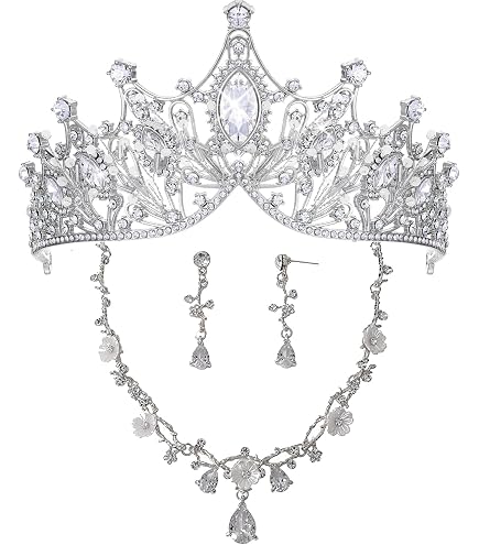 Lurrose Corona barocca, incantevole diadema da principessa regina per matrimonio festa compleanno (blu