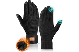 DOVAVA Guanti Uomo, Guanti Touch Screen Guanti a Maglia Uomo Nero Grigio Scuro e kaki con Fodera Morbida
