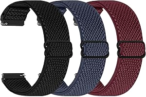 YONGBB 20mm Bracelet en nylon élastique pour Garmin Forerunner 55/165/645/245 Music/Vivoactive 6/5/3/Venu 2 Plus/Amazfit Active 2/Active/GTS 4/GTS 4 Mini Bracelet