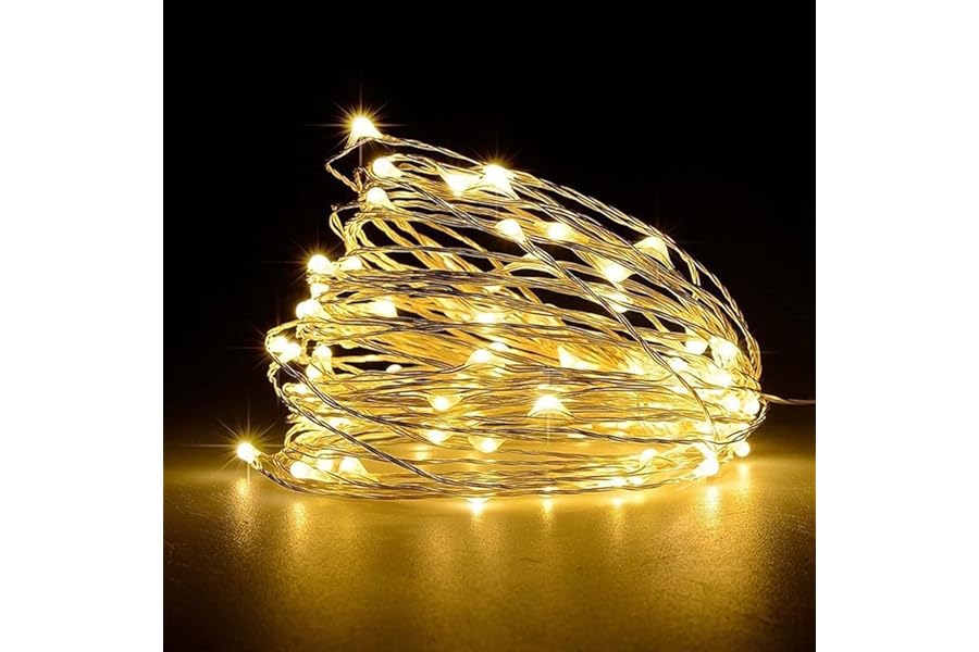 Jsdoin Fairy Lights, 50 LED Battery Operated String Lights Copper Wire Light for Indoor Outdoor Lighting, Bedroom, Wedding Decor, Party, Christmas, Tree Decoration(5M/16ft,WarmWhite)
