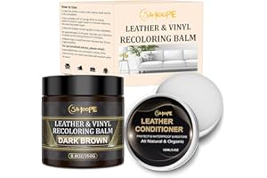 SIHOOPE 8.8oz Leather Recoloring Balm with 100ml Leather Conditioner ,Dark Brown Leather Repair Kit for Furniture,Leather Repair Cream ,Leather Scratch Repair for Car Interior,Leather Conditioner For Couch