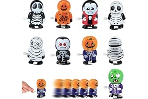 POPOYU 9Pack Halloween Wind Up Toy Funny Jumping Toys, Spring&Wind Up Small Toy for Kids Party Bag, Walking Clockwork Toys for Kids Halloween Party Favors Stocking Stuffers Cracker Gift Fillers