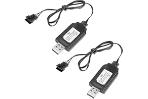 YACSEJAO Lot de 2 câbles de charge USB 7,4 V avec connecteur SM-4P pour batterie LiPo Modèle RC Véhicule Buggy Voiture Camion Bateau