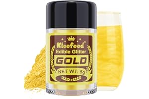 Edible Glitter for Drinks - Kicofood 5g Edible Lustre Dust Food Grade, Edible Glitter for Cakes Fondant Cream Muffins Chocolates Cocktail (Gold)
