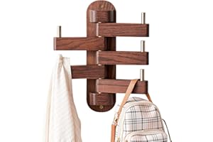 OAKERLAND Eiche Wandgarderobe Holz Kleiderhaken, 5 Haken Garderobenhaken Wand für Jacken, Mäntel, Schals, Handtaschen, Garderobenleiste Hakenleiste Holz Für Wohnzimmer, Schlafzimmer, Badezimmer