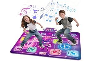 Amy & Benton AmyBenton Single/Double Dance Mat for Kids, Large Dance Mat with Scoring & Wireless Bluetooth, Dance Pad with 8 Mode, 3 Level, Suitable for Kid Age 4 5 6 7 8 9 10 Years Girls and Boys