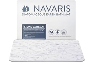 Navaris Mata łazienkowa z ziemią okrzemkową – mata podłogowa do łazienki i pod prysznic, do domu, z kamieniem okrzemkowym, szybkoschnąca, antypoślizgowa, chłonna, 60 x 39 cm – biały marmur
