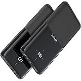 VRURC power bank, 2 pack 10000mAh Caricatore Portatile con USB C e 2 uscite USB, 2 ingressi, LED display, batteria esterna co