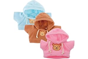 FDRJKN 3 Pcs Build A Bear Clothes, Teddy Bear Clothes, Stuffed Animal Clothes Hooded Cute Stuffed Clothes Fit Most 12-16 Inch Bears Make Your Own Plush Doll Outfits Accessories (blue, Pink, Brown)