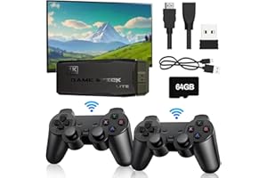 XIXIMENG Console de Jeux vidéo rétro Stick 64 go, Plus de 21 000 Jeux vidéo d'arcade, Deux contrôleurs sans Fil, écran HD 4K, Mini Console de Jeu TV pour la Maison