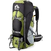 Night Cat Hiking Backpack 70L : Men Women Trekking | Ergonomic Breathable Back - Chest Strap and Belt - Rain Cover Included