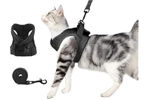 oUUoNNo Cat Harness and Leash Set for Walking Escape Proof, Adjustable Soft Padded Vest with Running Cushioning, Comfortable Outdoor Jacket for Pet Kitten (S, Grey)