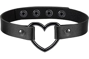 Flongo Tattoo Choker Leder Halsband Lederhalsband Damen, Leder Halskette Halsband Anhänger Choker Tattoo Kette Schwarz Blau Pink Rot Lila Weiß Silber Herz Gothic Punk Rock