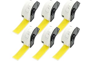 ‎BETCKEY BETCKEY - 6 Rollen DK-11201 Standard-Adressetiketten Kompatibel mit Brother, 29mm x 90mm, 2400 Farbige Etiketten Gelb für Brother QL Etikettendrucker