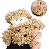 SGVAHY Fluffy Case Compatible with Airpods 1&2, Cute Teddy Soft Fur Furry Kawaii Fun Cool Mini Airpods Cover Case with Keychain Wireless Charging Box Airpods 1 & 2 (Teddy Khaki)