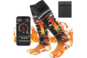 IVCDODVD Lvcdodvd Heated Socks for Men & Women 5000mAh 5V 4 Levels Heat APP Control Full Foot Heating Feet Warming Socks Rechargeable Heated Socks for Skiing Camping Hunting Hiking Cycling Snow Size 38-44