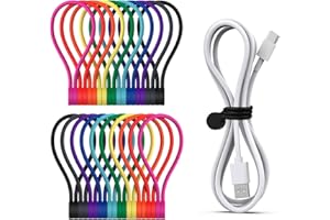Smart&Cool Reusable Magnetic Cable Ties for Bundling and Organizing Holding Stuff, Headphone Cables, USB Charging Cords, Whiteboard Fridge Magnets, Silicone Cord Winder 10 Colors - 20 Pack
