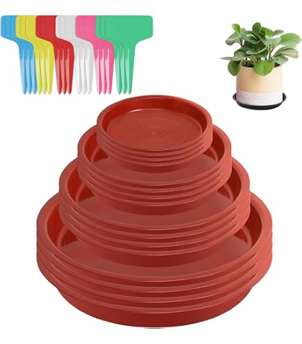 16 Soucoupes Pour Plantes 11/15/17/20 Cm + 18 Étiquettes Et Stylo – Plastique Résistant Antidérapant