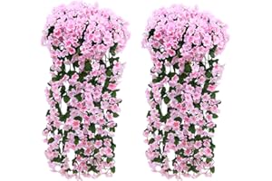 Fycooler Fleurs Artificielles Faux Wisteria Décoration de la Maison Chaque Mèche 90cm Artificiel Wisteria Fleur en Soie pour Mariage Décorations Home Garden Party Decor Fleur de Simulation-Rose