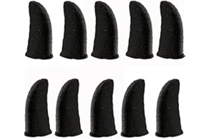 GENERIC HUAYUWA 5 Paar Schweißfeste Finger Handschuhe Nahtloser Touchscreen Handy Game Controller Daumen Fingerhüllen für PUBG Telefon Gaming Zubehör, Schwarz + Schwarz