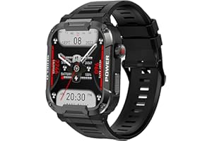 TELSA UK - Smart Watch Waterproof IP68 military style mens Sports & fitness digital Watch with Touch Screen display, Fitness Watch, Heart Rate, IOS & Android (Black)