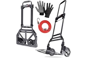 MoverX Folding Hand Truck Aluminium, Heavy Duty Hand Truck Foldable Trolley on Wheels, Multi Purpose Sack Truck Moving Trolley, 80kg