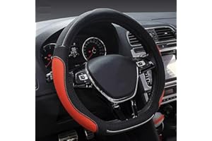 HONCENMAX D Type Véhicule Couvre Volant Voiture Protecteur de Volant D-Forme Diamètre 38cm (15 ") Cuir PU [Fond Plat]