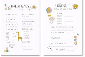 ‎SELLERROCKET 25x Babyshower Ratespiel Karten zum Ausfüllen – Tippkarten Jungen und Mädchen – Tolles Spiel für die Babyparty und Gender Reveal Feier – 25 Karten hochkant