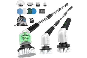 YKYI Spazzola Elettrica Rotante per Pulizia Casa – 8 Testine, Manico Regolabile, 2 Velocità – Spazzola Elettrica Pulizia Casa Bagno Cucina – Spazzola Rotante per Pulizie con USB-C