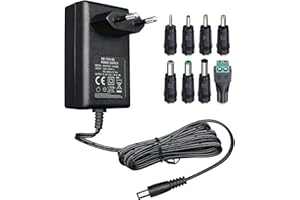 ANLINK 9 V 1 A/1000 mA 1,8 m Langer Netzteiladapter, AC 100–240 V auf DC 9 V 1 A 9 W Schaltstecker mit 8 auswechselbaren Spitzen für Arduino UNO MEGA, Ellipsentrainer und weitere 9-V-Geräte, CE-Zertifiziert