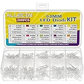 ALLECIN 10 Farben 3MM Leuchtdioden LED Diode Leuchtdiode Set Rot Blau Grün Gelb Weiß Warmweiß Orange Rosa Lila Chartreuse Led
