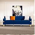 A to Z Furniture Classic Seater Sofa Set Luxury Chesterfield Leatherette Sofa in for Home Living Room & Office Stainless Steel Legs (Blue, 3 Seater)